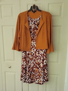 Perceptions Floral Dress and Mustard Jacket Set